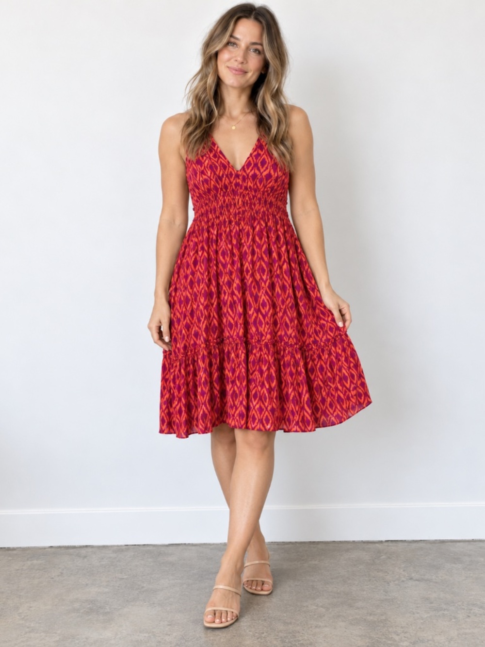 Mossimo Supply Co. Red and Orange Geometric Sleeveless Girls' One-Piece Dress